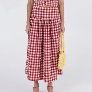 WRAY Lulu skirt in red lipstick check - midi skirt